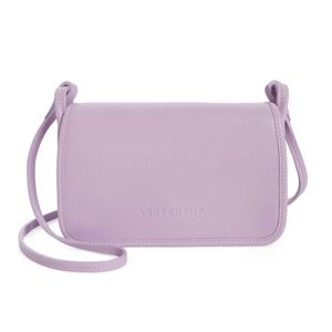 NWT $330 Longchamp Le Foulonné Leather Wallet Crossbody Bag in Lilac!